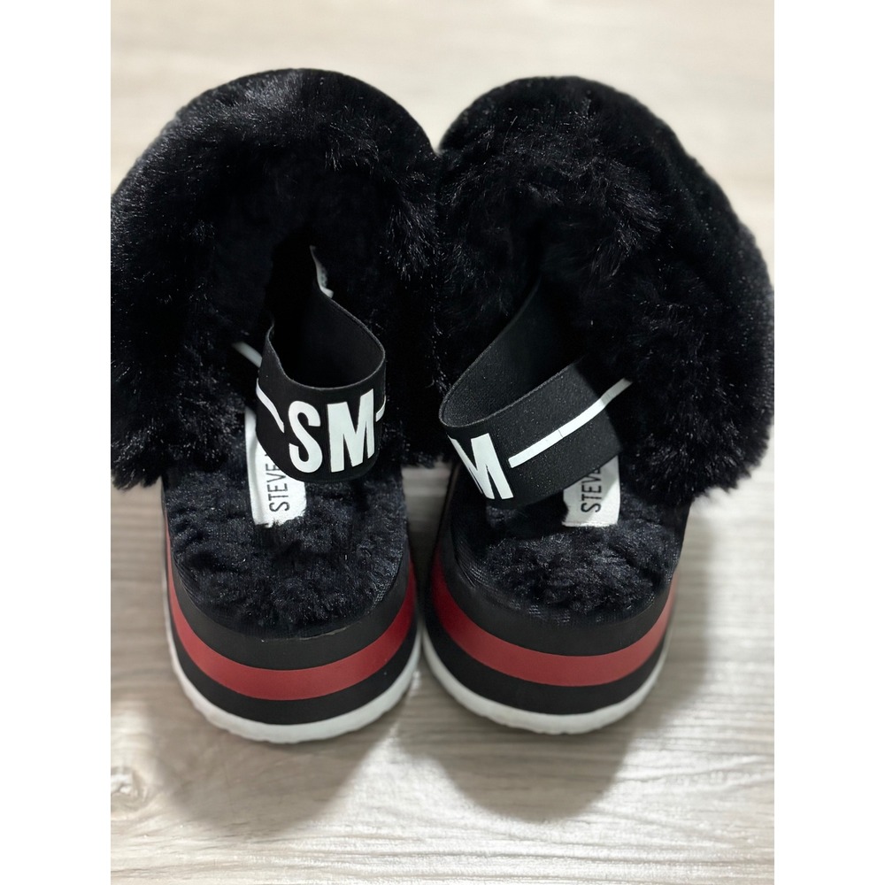 Steve Madden Aliana Black Faux Fur Platform Slippers Slides Womens Size 6 - Picture 4 of 6